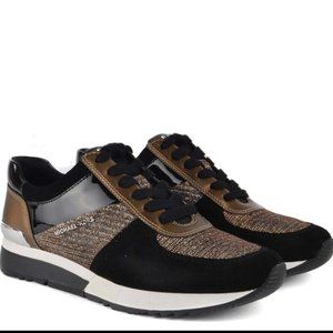 MICHAEL Michael Kors Allie Glitter Chain Mesh Black and Bronze Trainer